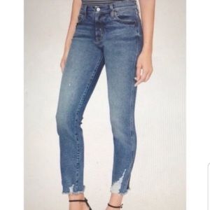 Gap high rise slim straight distressed jeans 24